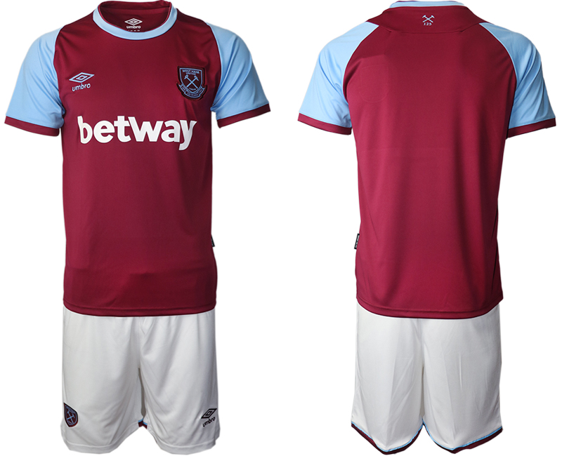Men 2020-2021 club West Ham United home blank red Soccer Jerseys->customized soccer jersey->Custom Jersey